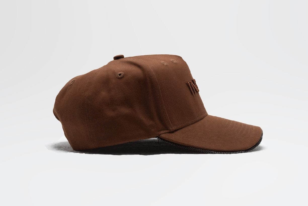 Brown half zipper cap