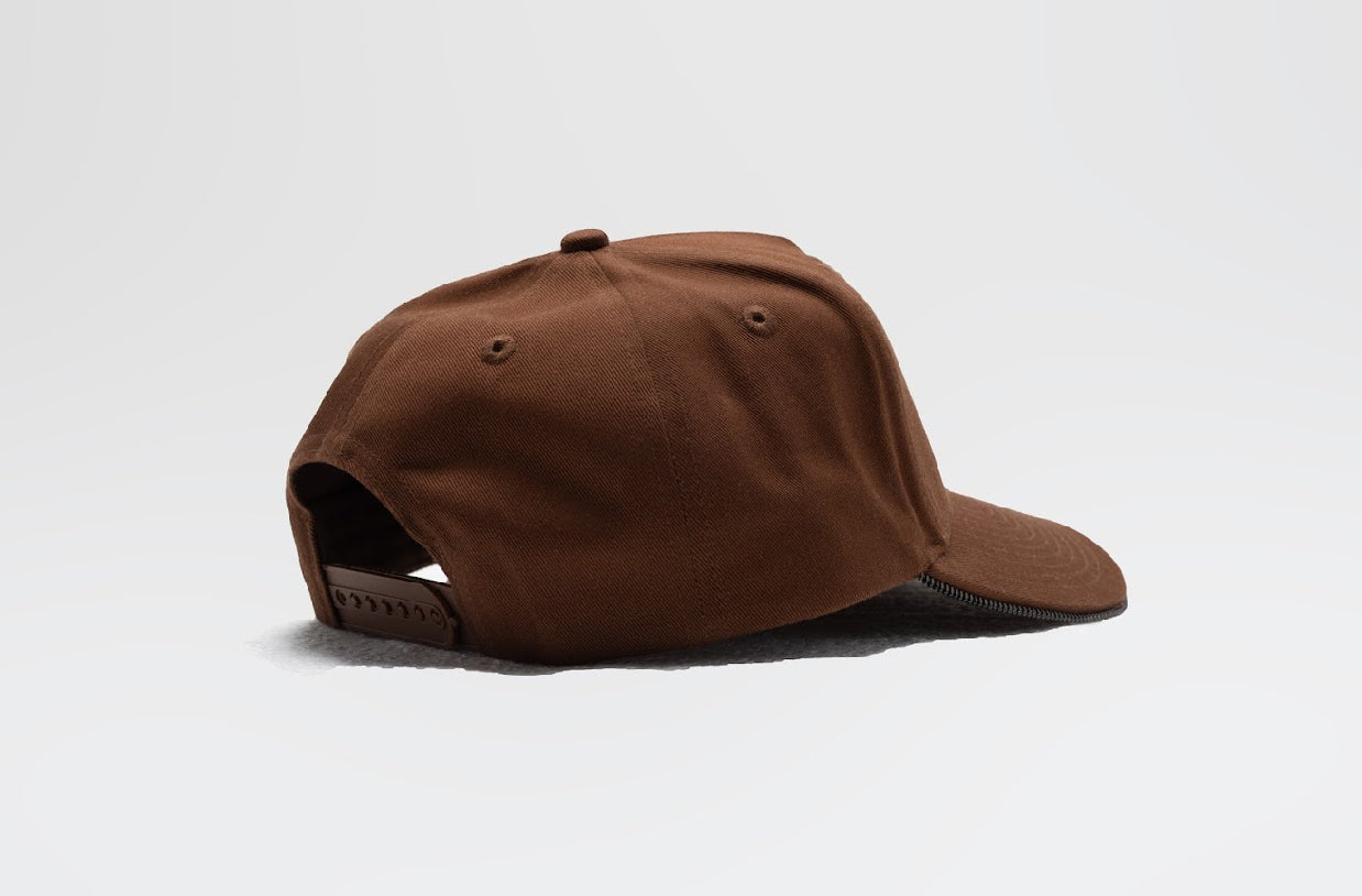 Brown half zipper cap