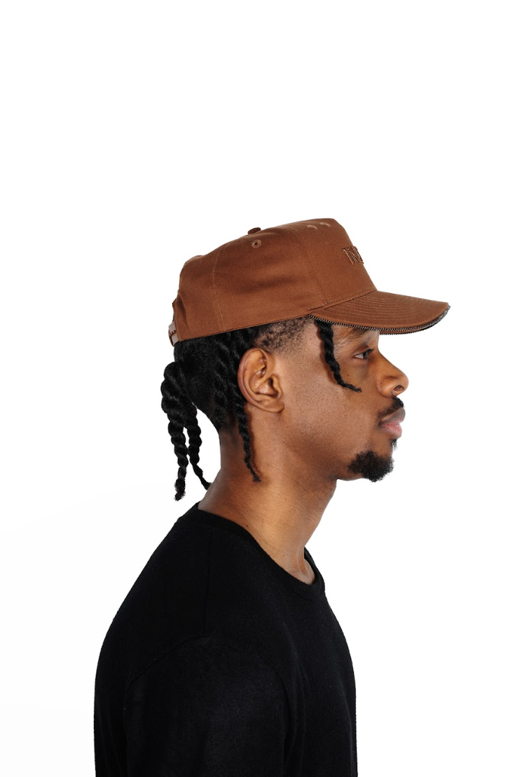 Brown half zipper cap
